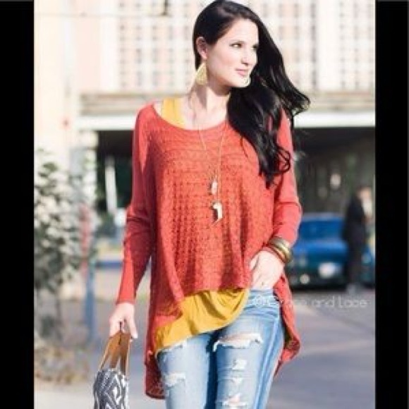 Grace & Lace light weight two fit knit cardigan poncho cover-up sweater spice OS - Picture 5 of 11